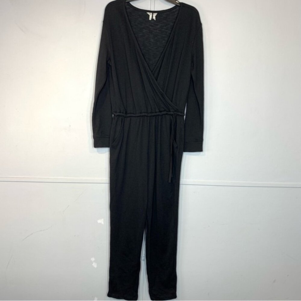 Caslon Surplice Tie Waist Jumpsuit in Black